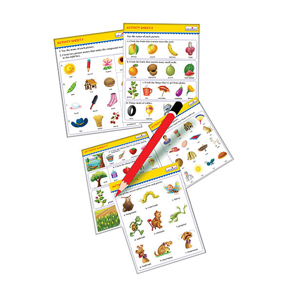 BRAIN BOOSTERS - 12 Wipe clean cards - 22 Question sheets - 2 Answer sheets - 1 Special pencil