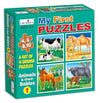My First Puzzles - Animals & their Babies - 4 graded jigsaw puzzles starting with 4 pieces, then 6, 8, and finally 10 pieces