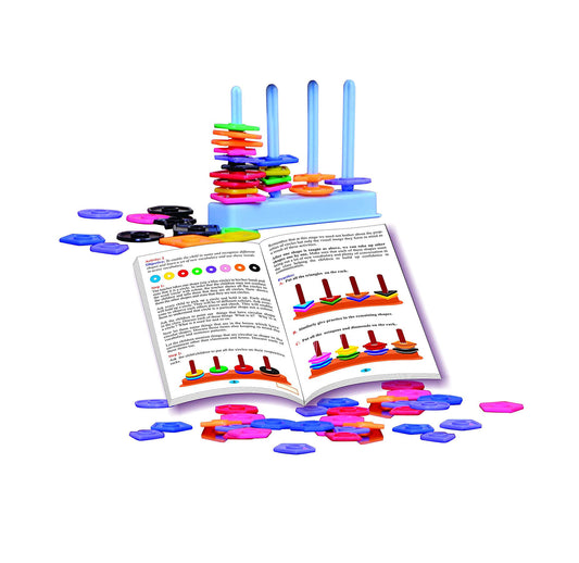 COLOUR & SHAPE SORTER - 8 Shapes x 8 Colours - Abacus Stand - Activity Book