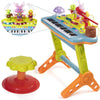Piano Keyboard Set with Stand & Stool - 37 Keys, Microphone, Built-in Sounds, Rhythms, Demo Songs, Record & Playback