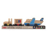 Plane & Luggage Carrier Set - Wooden - 3 Vehicles, 4 People, 4 Suitcases