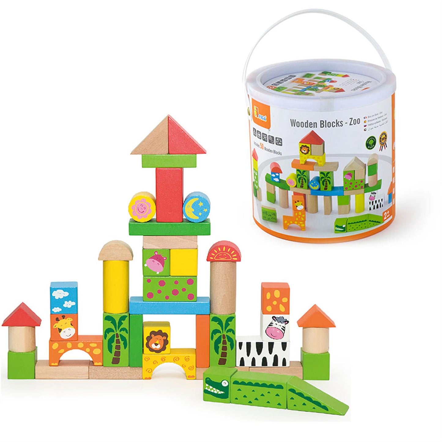 Wooden Blocks - Zoo - 50 Pieces