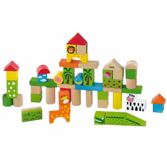 Wooden Blocks - Zoo - 50 Pieces