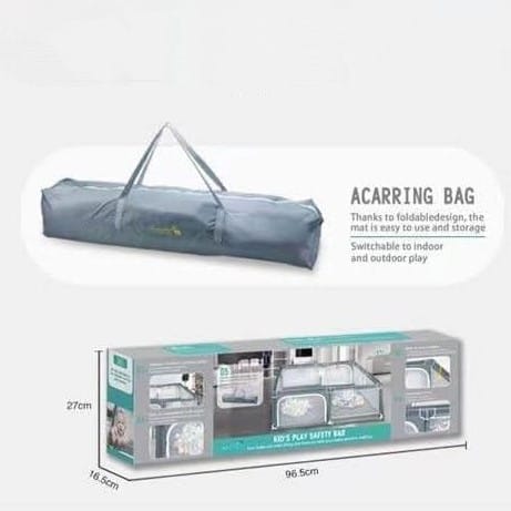 Baby Playpen 202x162x65cm Grey - Zippered Door - Storage Bag - 15 Colored Balls