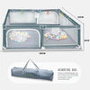 Baby Playpen 202x162x65cm Grey - Zippered Door - Storage Bag - 15 Colored Balls