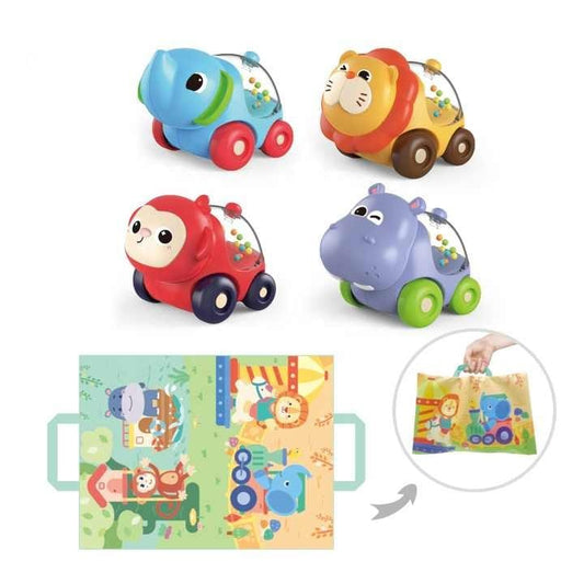 Bouncing Animal Car - 4 Cars with Carrying Cloth Bag