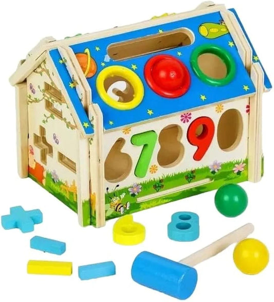 Wooden Multi-Functional Intelligent House with Number Blocks