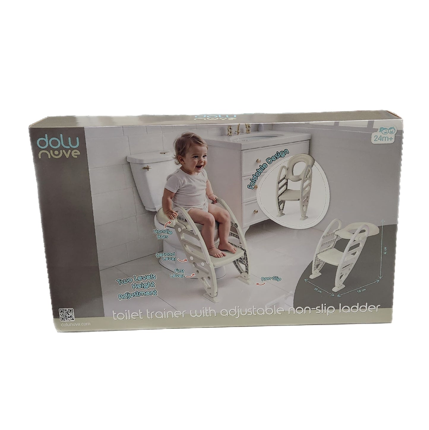 Toilet Trainer with Non-Slip Adjustable Ladder - Beige