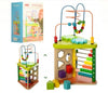 Wooden Shape Sorter and Multi-Function Round Bead