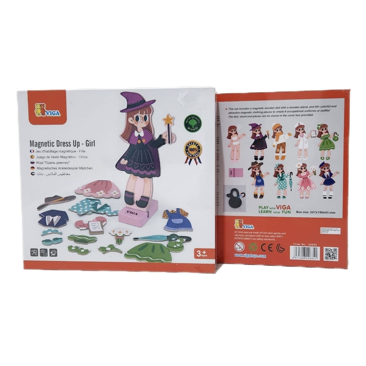 Wooden Magnetic Dress Up Girl - 40+ Colorful Magnetic Clothing Pieces - 8 Uniforms