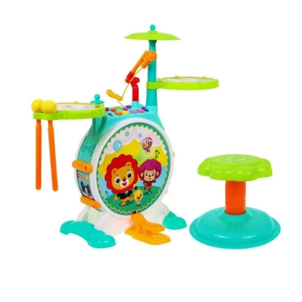 Electronic Drum Set - Base Drum, Soft Drums, Sticks, Cymbals, Microphone & Stool
