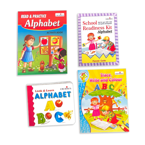 School Readiness Kit Alphabet - Board Book - 26 Sets of Match Ups - Alphabet Wall Chart - 2 Activity Books - Board Game