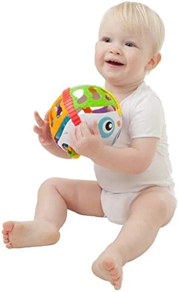 Panda activity ball - Openings for fingers to grip - Textured body - 3 internal patterned balls - rattle inside panda - Soft squishy tummy