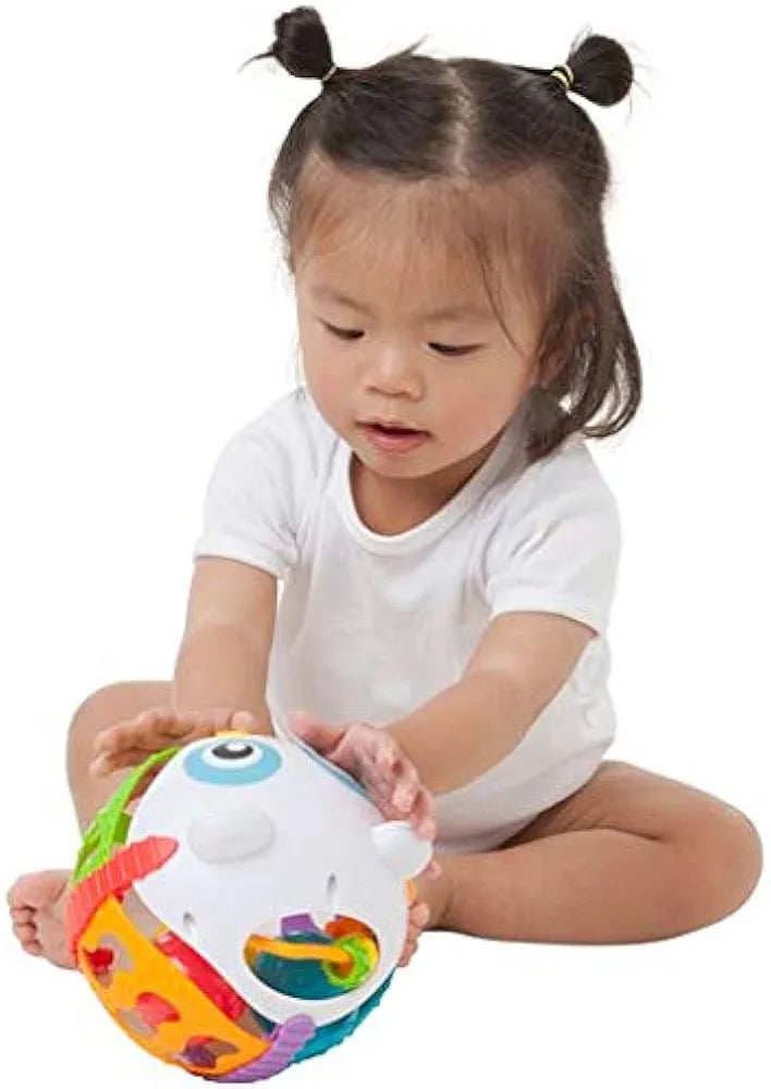 Panda activity ball - Openings for fingers to grip - Textured body - 3 internal patterned balls - rattle inside panda - Soft squishy tummy