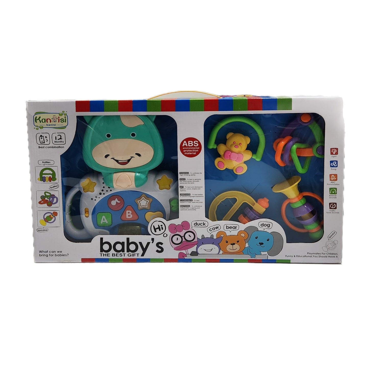 Baby Rattle Set & Interactive Learning Laptop – Sounds, Lights & Music