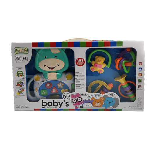Baby Rattle Set & Interactive Learning Laptop – Sounds, Lights & Music
