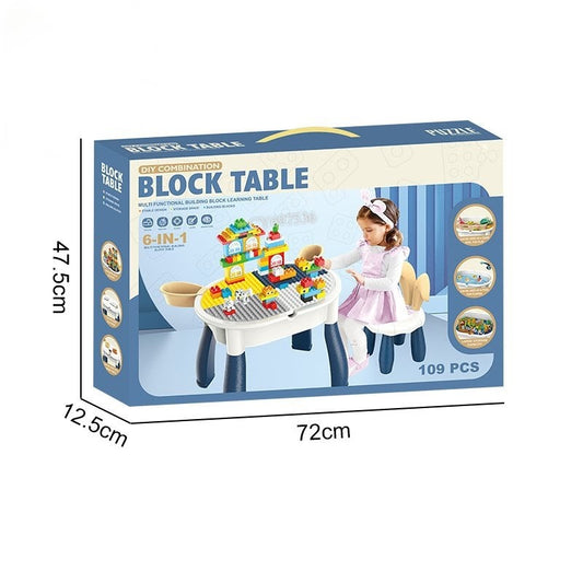 Multifunctional Activity Table & Chair - 109 Colourful Building Blocks - Table 80x37x43 cm - Chair 31x28x42 cm