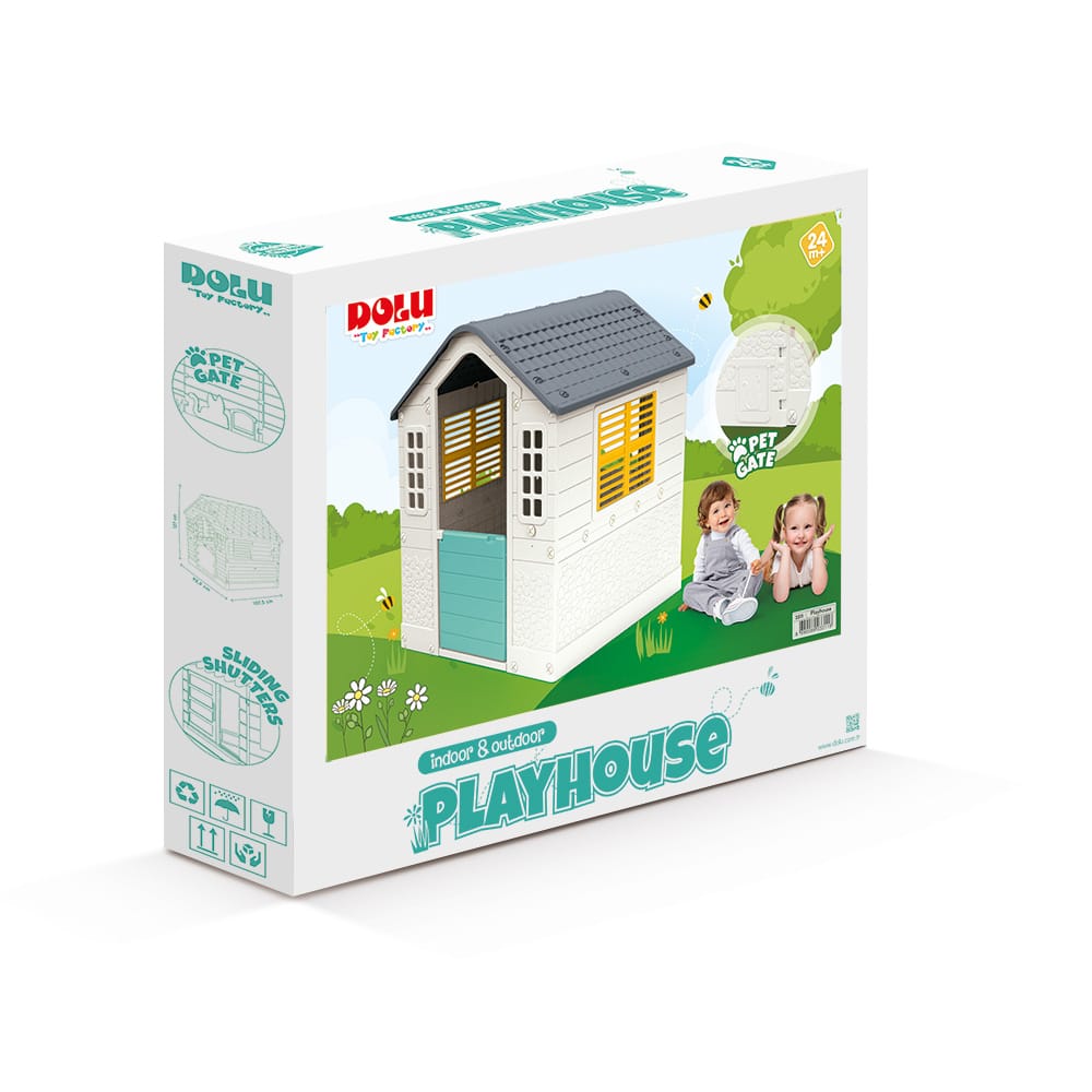 My First Playhouse with Post Box & Cat Flap - 109x95x87cm