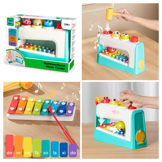 4 in 1 Pounding Game - Color Matching - Xylophone - Rolling Ball Game