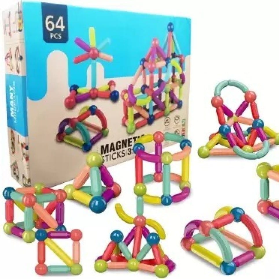 Magnetic Sticks - Modeling Puzzle - 64 Pieces