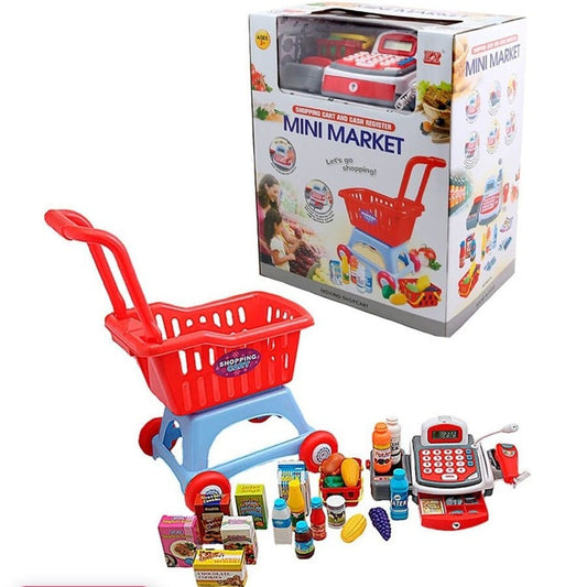 Mini Market Set - Shopping Cart, Cash Register, Tools and Items