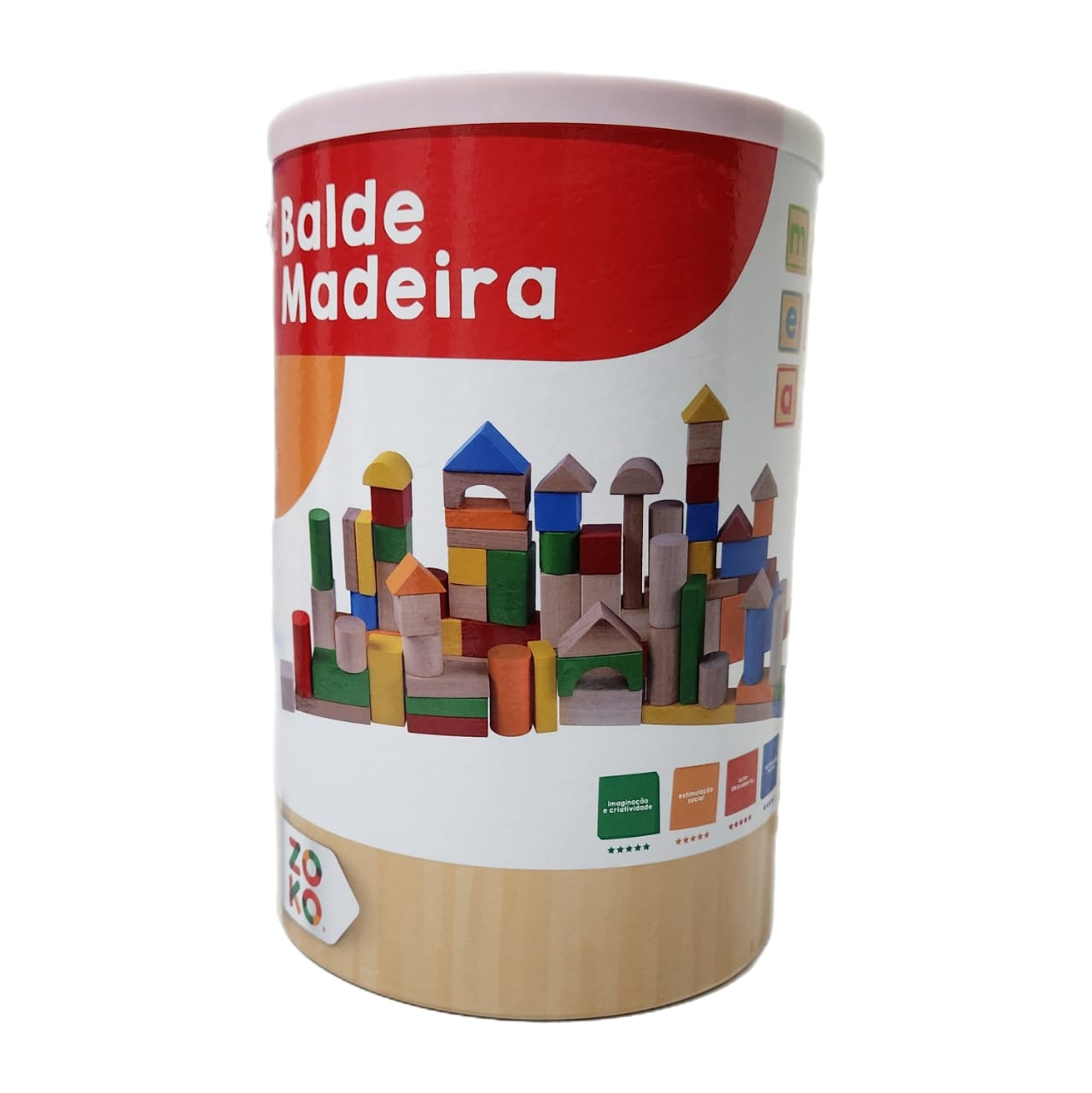 Wooden Building Blocks - Bucket of 100 Pieces - Madeira