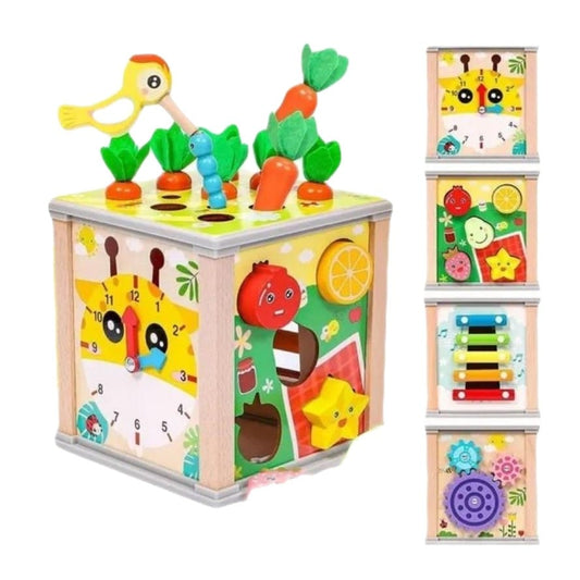 Wooden Activity Cube 6-In-1