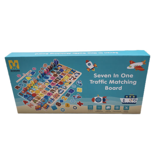 Wooden 7 In 1 Traffic Matching Board - 135 Pieces