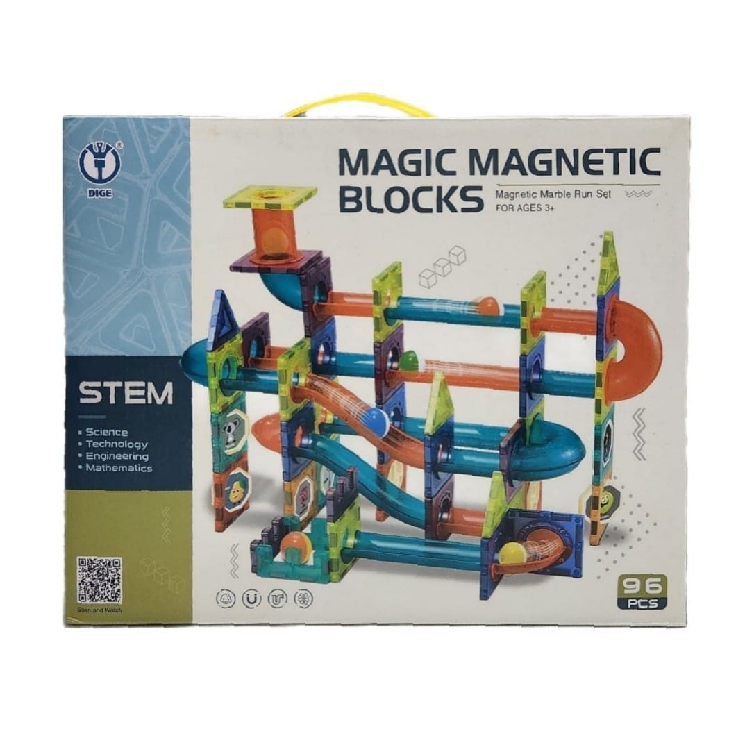 Magic Magnetic Blocks - 96 Pieces - Marble Run - Multiple Configurations