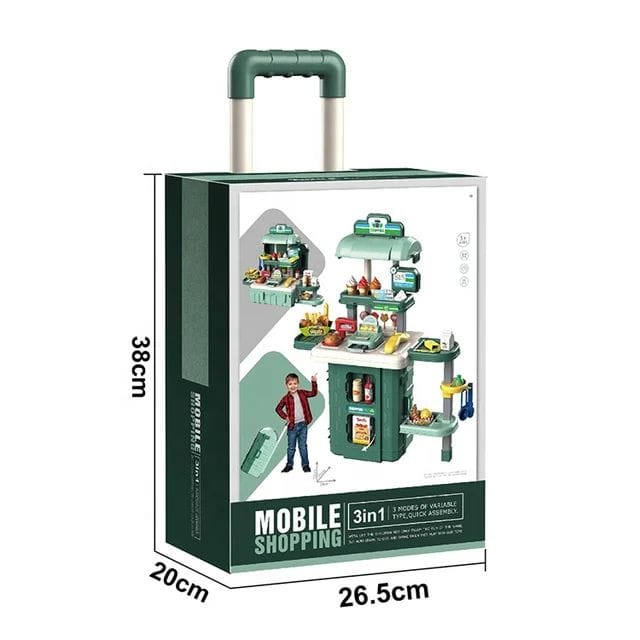 3-In-1 Mobile Shopping Supermarket Set - 59 Pieces